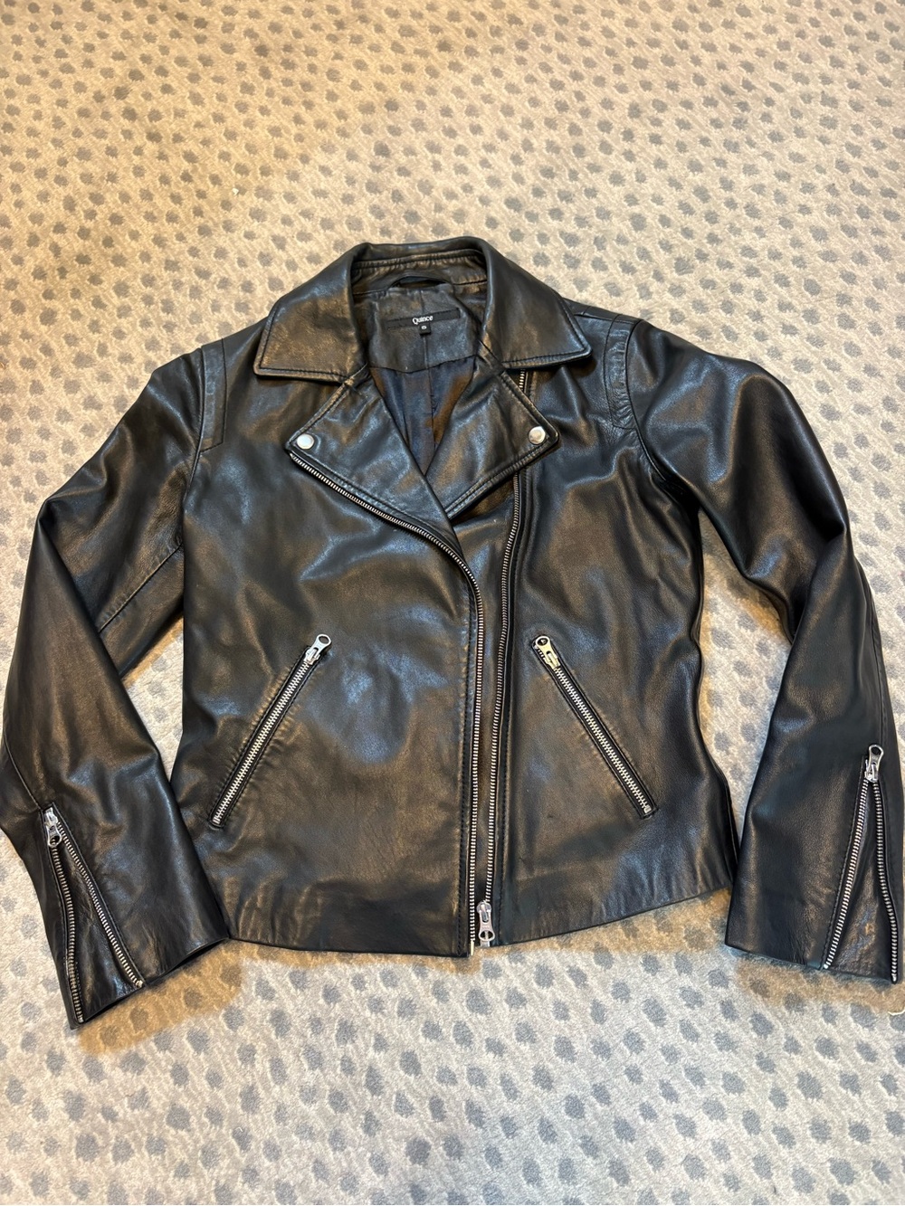 Quince Black Leather Moto Jacket - Women's